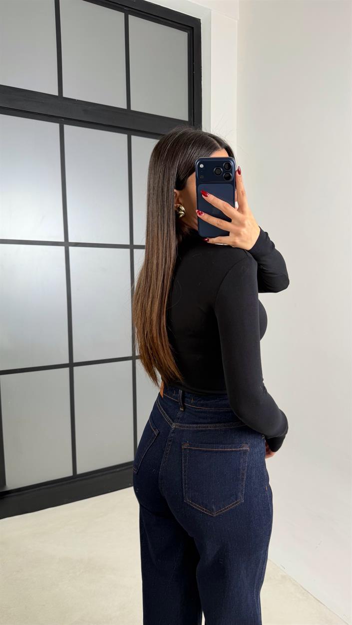 Lacivert Paça Katlama Detaylı Jean GAUS-00744