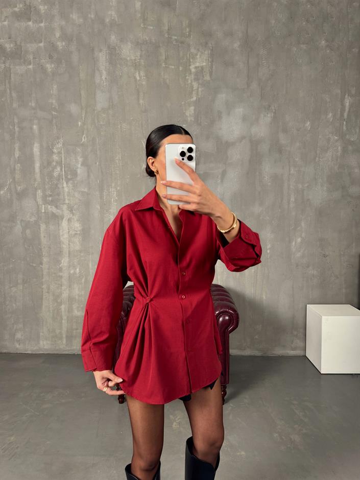 Athen Bordo ZR Model Oversize Tasarım Gömlek