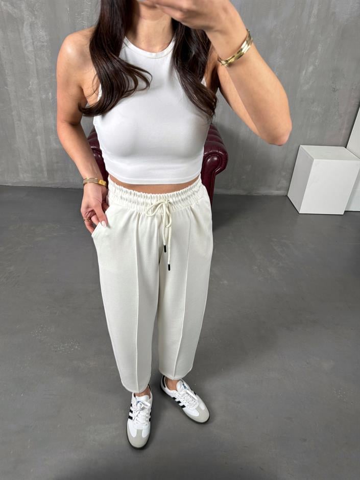 Sofya Ekru Oysh Muadil Modal Kumaş Balon Pantolon