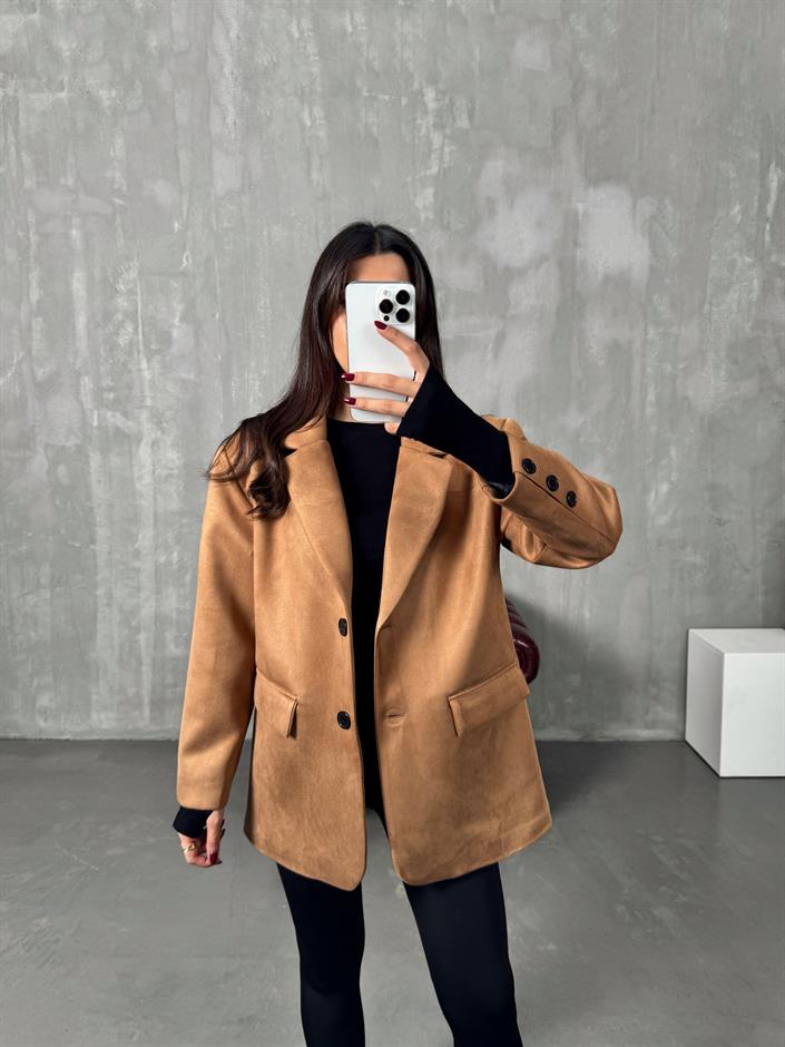 Berta Camel Astarlı Süet Ceket
