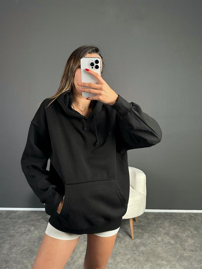 Nadia Siyah Şardonlu Sweatshirt 