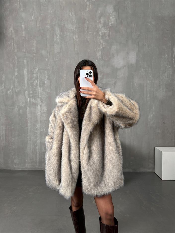 Revena Krem Astarlı Premium Kürk