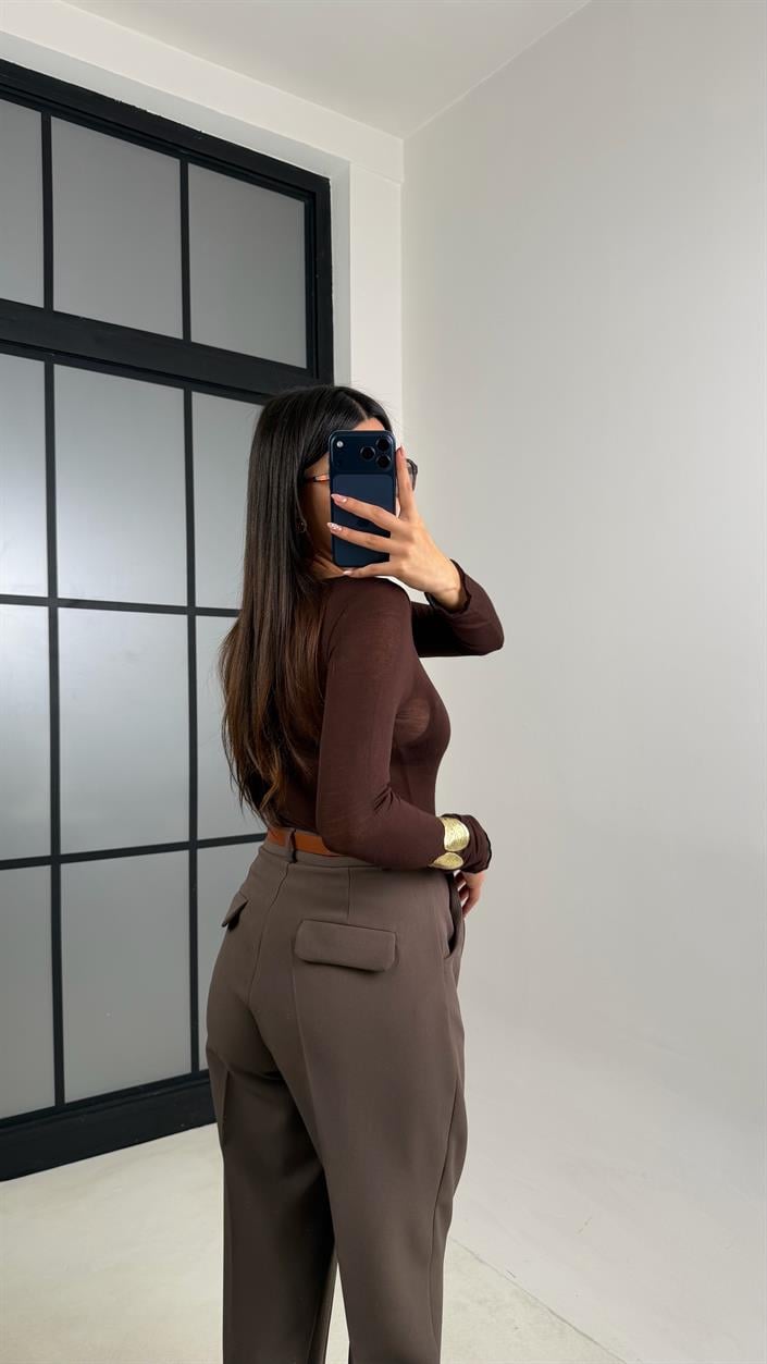 Acı Kahve Kemerli ZR Model Pantolon GAUS-00816