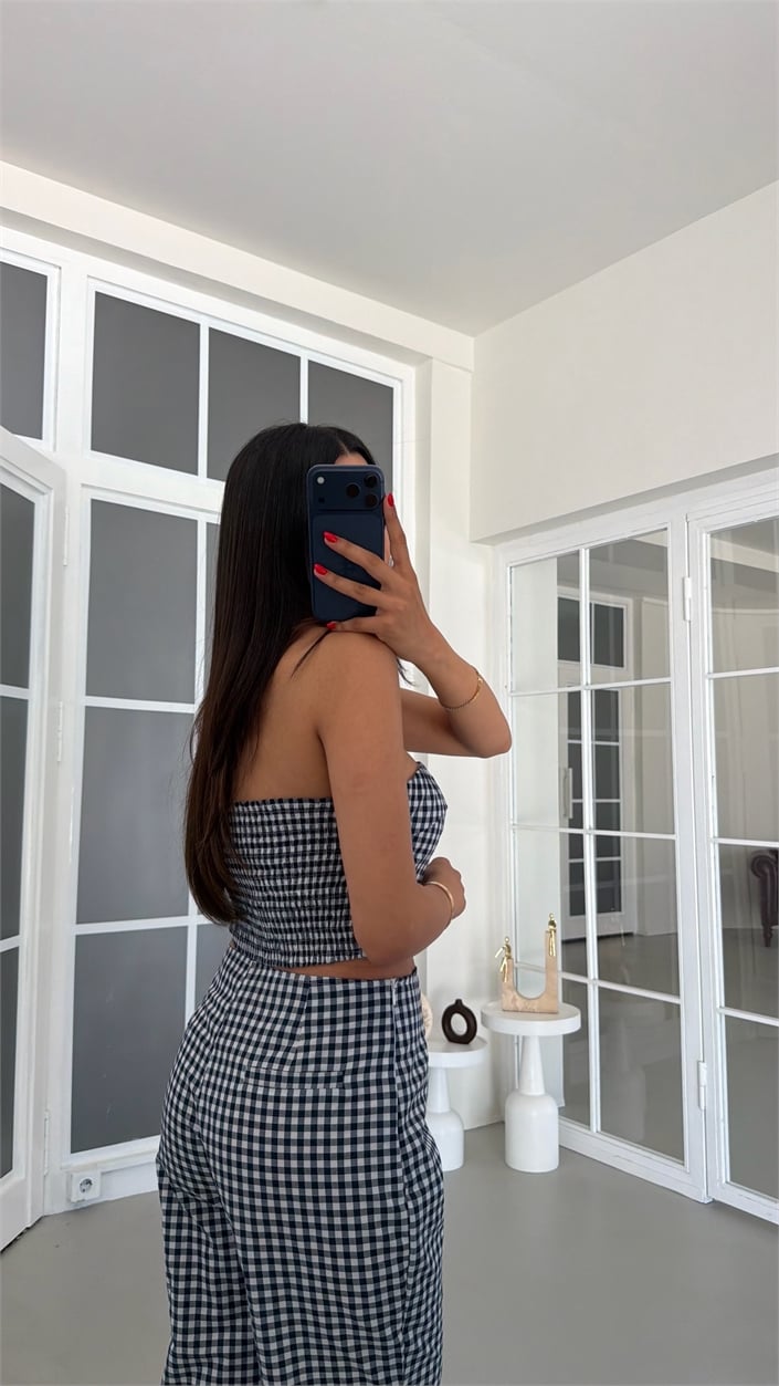 Lacivert Pötikare Crop Capri Premium Takım GAUS-01870