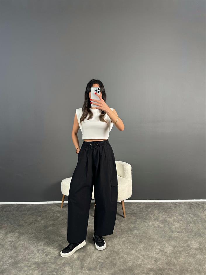 Siyah Balon Paraşüt Pantolon 