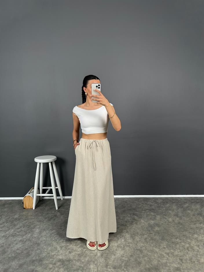 Keten Beli Lastikli Maxi Boy Etek
