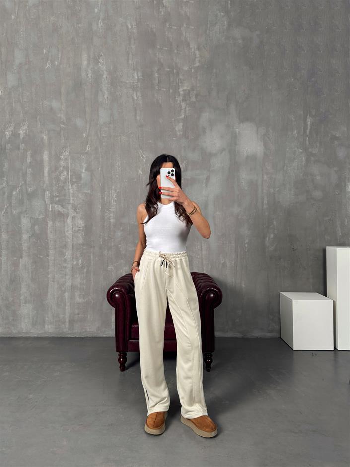 Brow Taş Üç İplik Şardonsuz Fermuar Paçalı Eşofman Altı