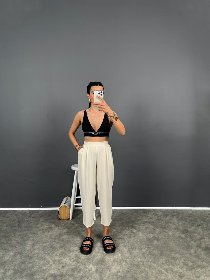 Buddle Taş Arkası Lastikli Rahat Kalıp Krep Pantolon