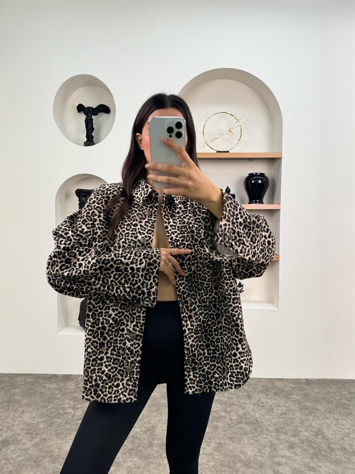 MR Leopar Detaylı Ceket Gömlek