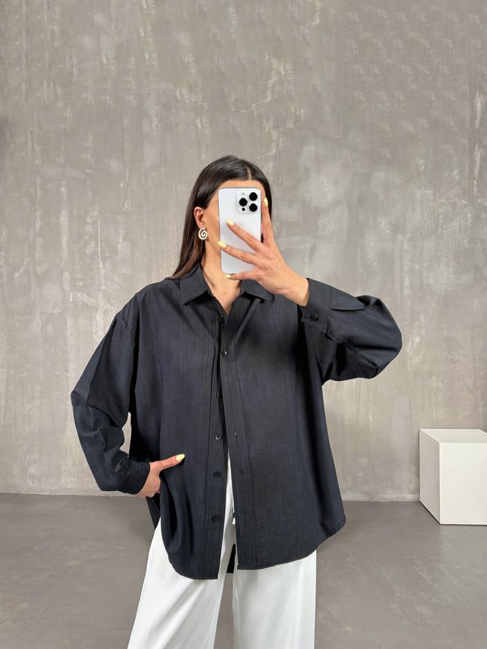 Siyah Oversize Gömlek Gaus00146