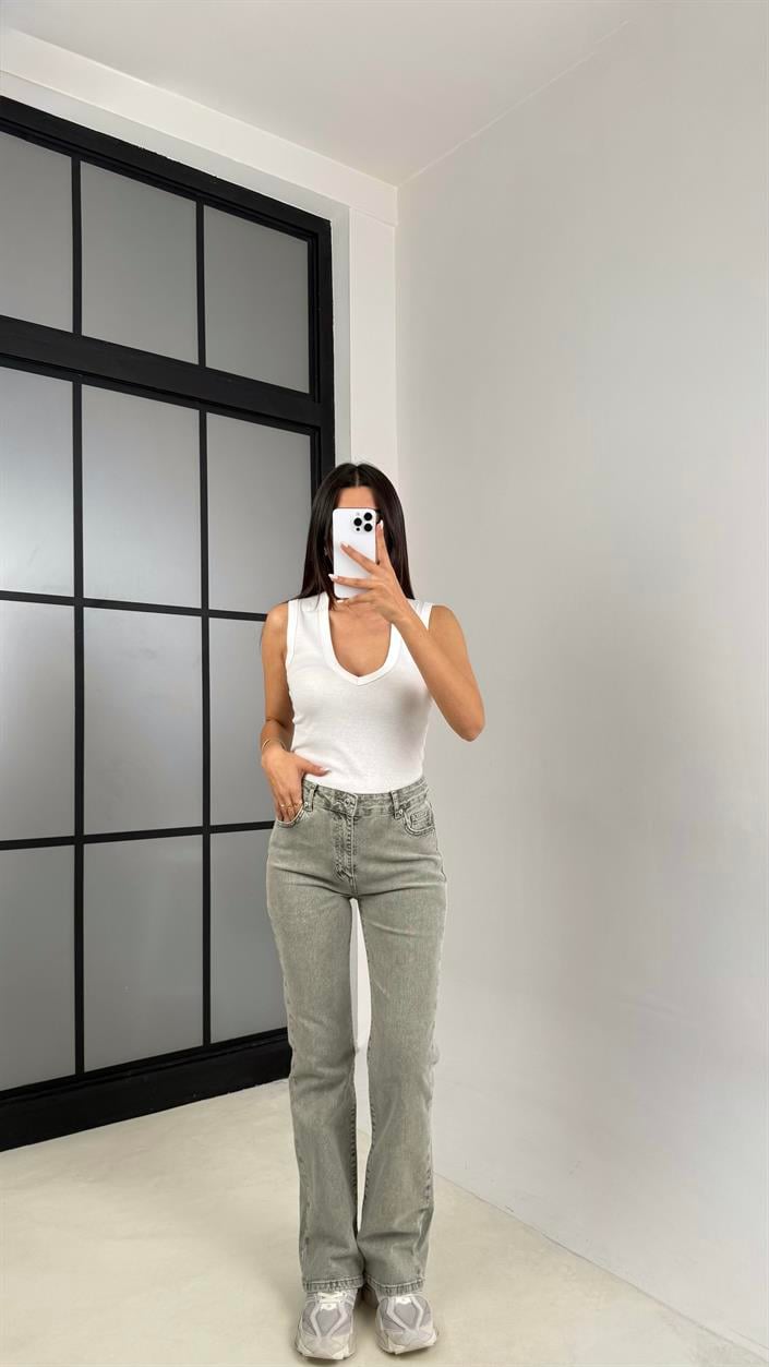Gri Eskitmeli Flare Jean GAUS-00480