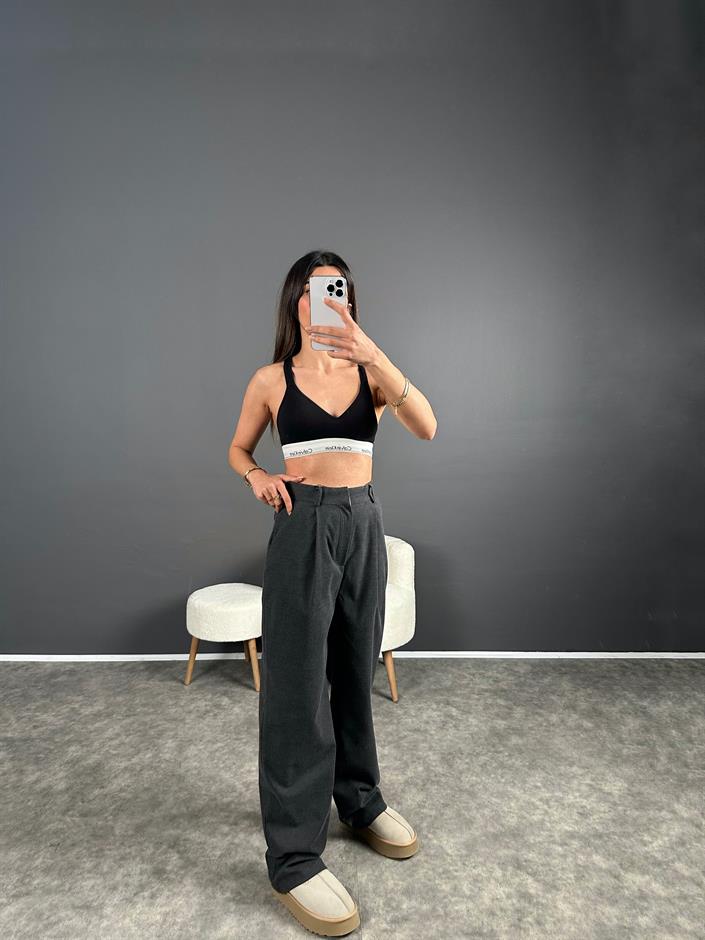 Antrasit  Premium Kalite Yünefek Palazzo Pantolon 