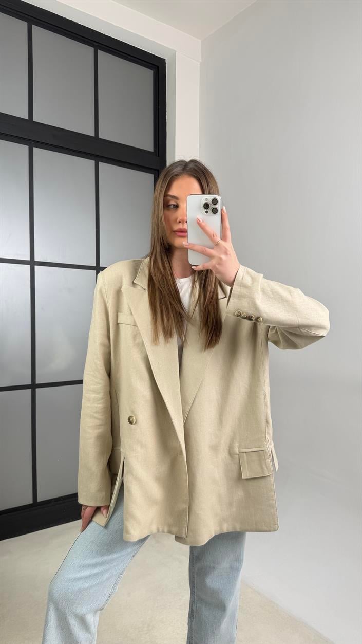 Taş Keten Blazer Premium Ceket GAUS-01115