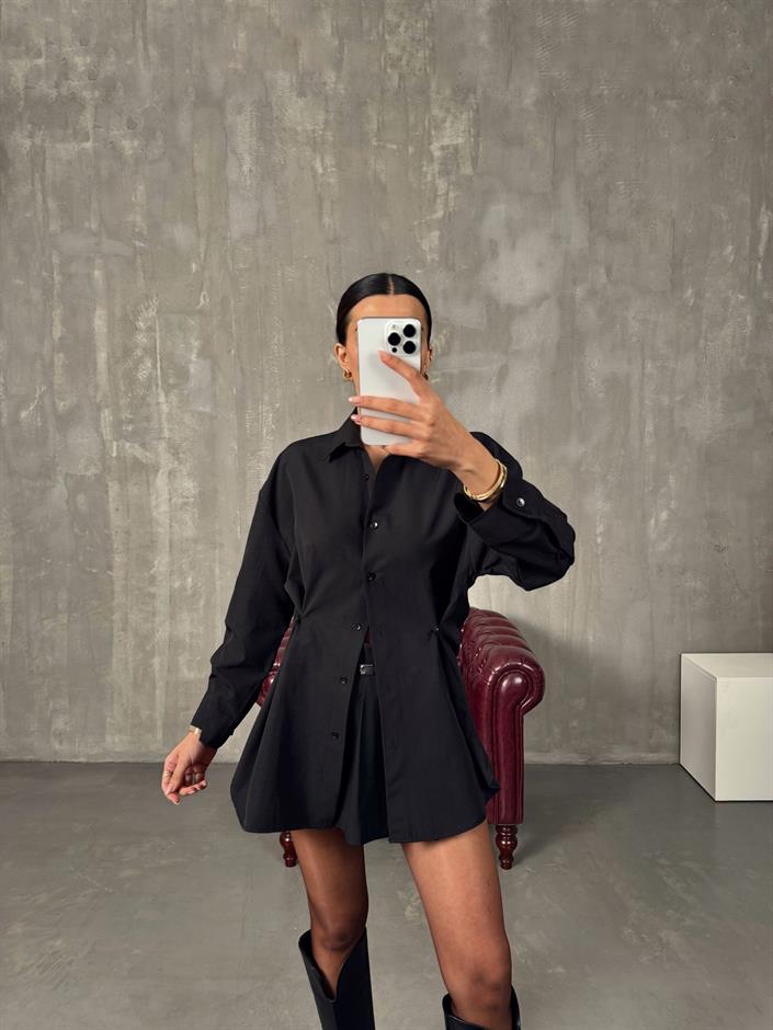 Athen Siyah ZR Model Oversize Tasarım Gömlek