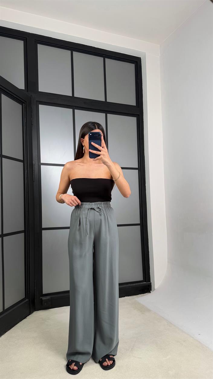 Yeşil Beli Lastikli Tencel Pantolon GAUS-01331