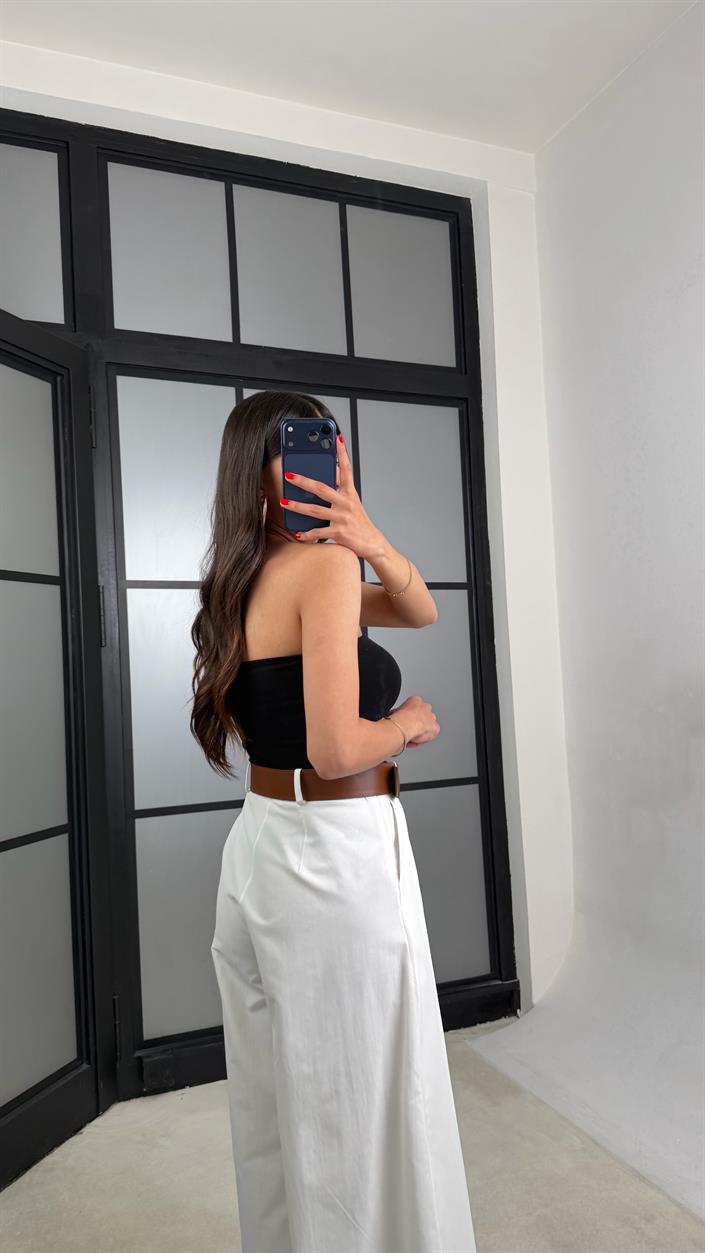 Beyaz Kemerli Etek Pantolon GAUS-01571