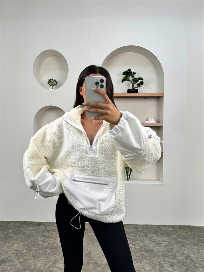 Wons Krem Peluş Sweatshirt