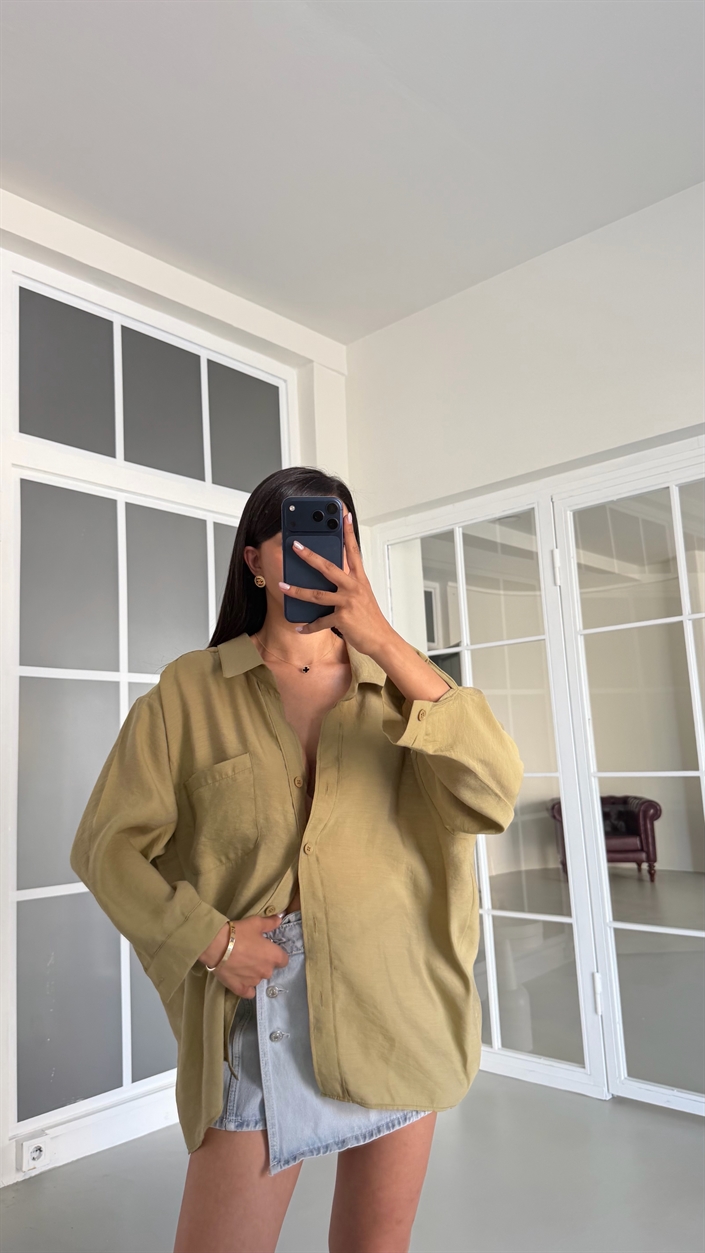 Haki Oversize Tencel Gömlek GAUS-01698