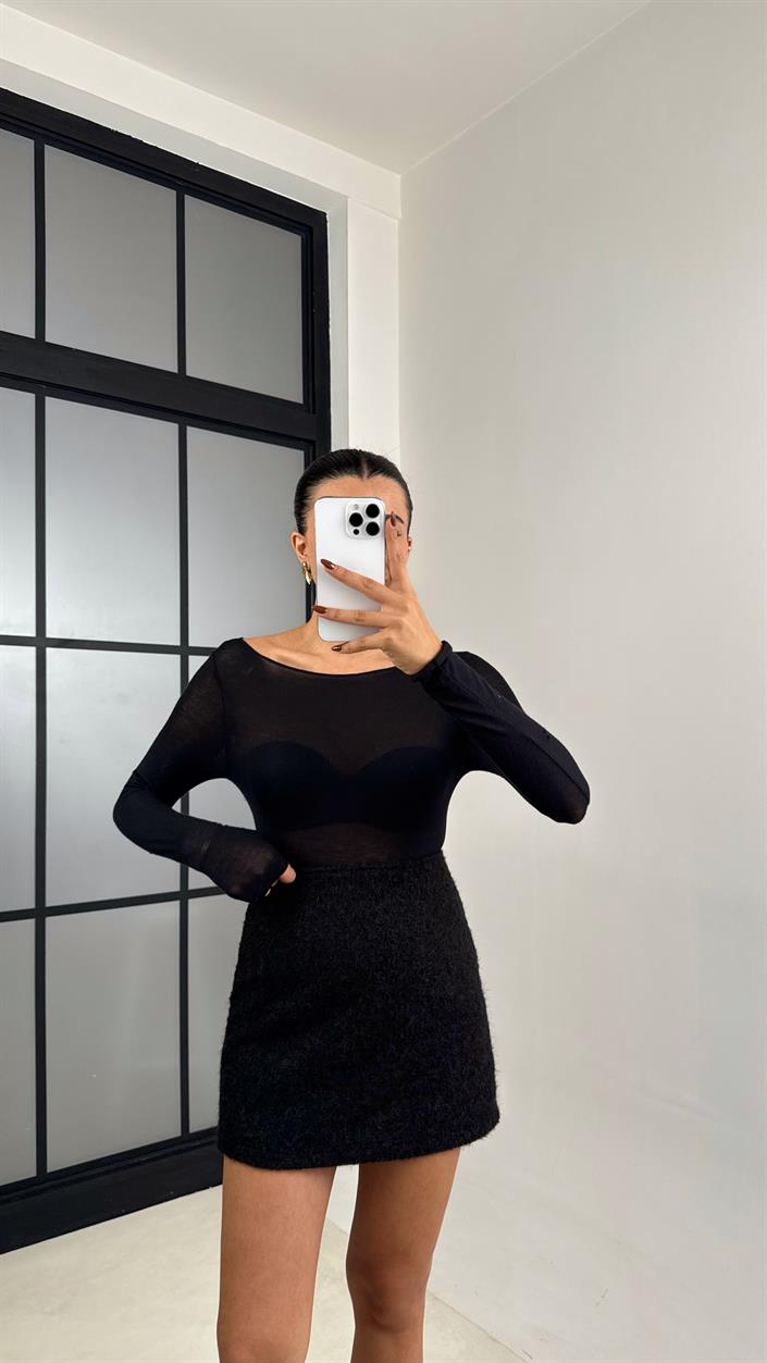 Siyah Keçeli Astarlı Etek GAUS-00222