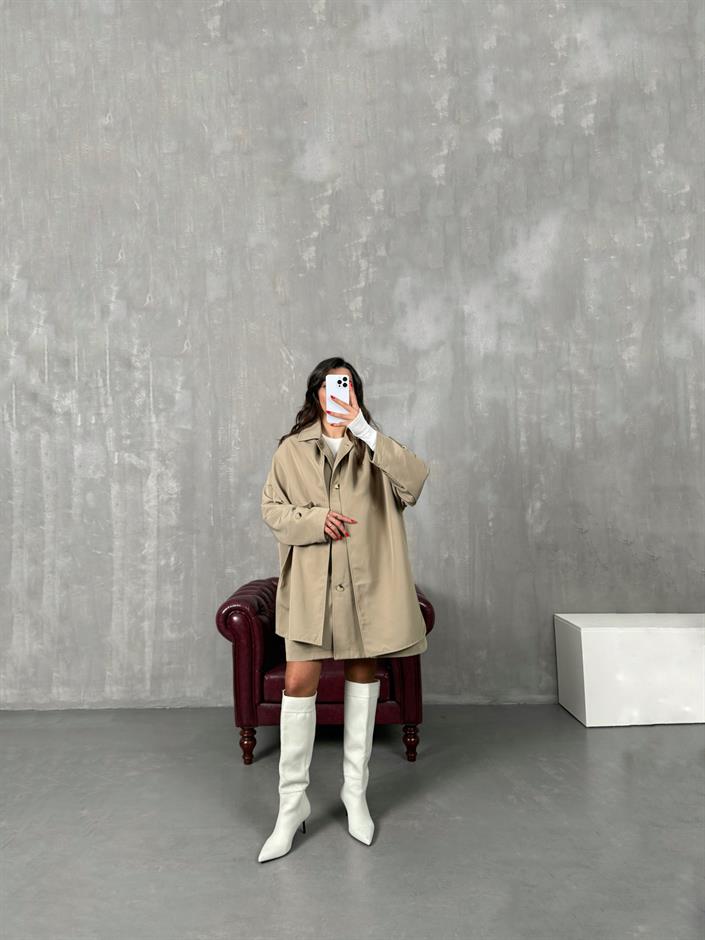 Raven Haki ORJ MD Etiketli Astarlı Atkı Detaylı Trençkot