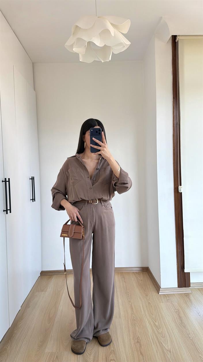 Vizon Beli Lastikli Tencel Denim Tulum GAUS-01394