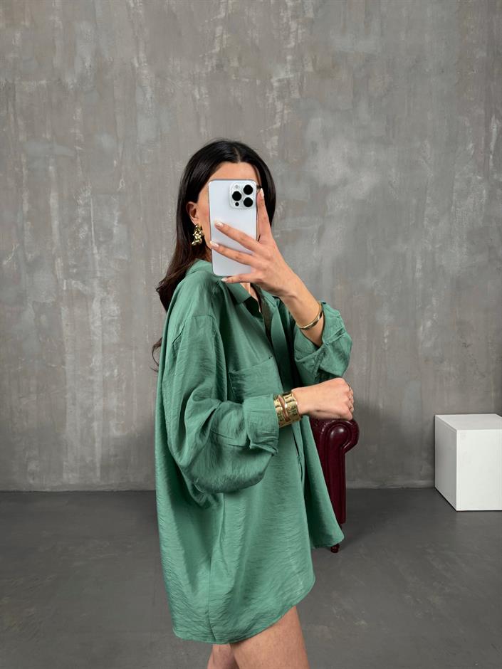 Ole Yeşil Oversize Gömlek