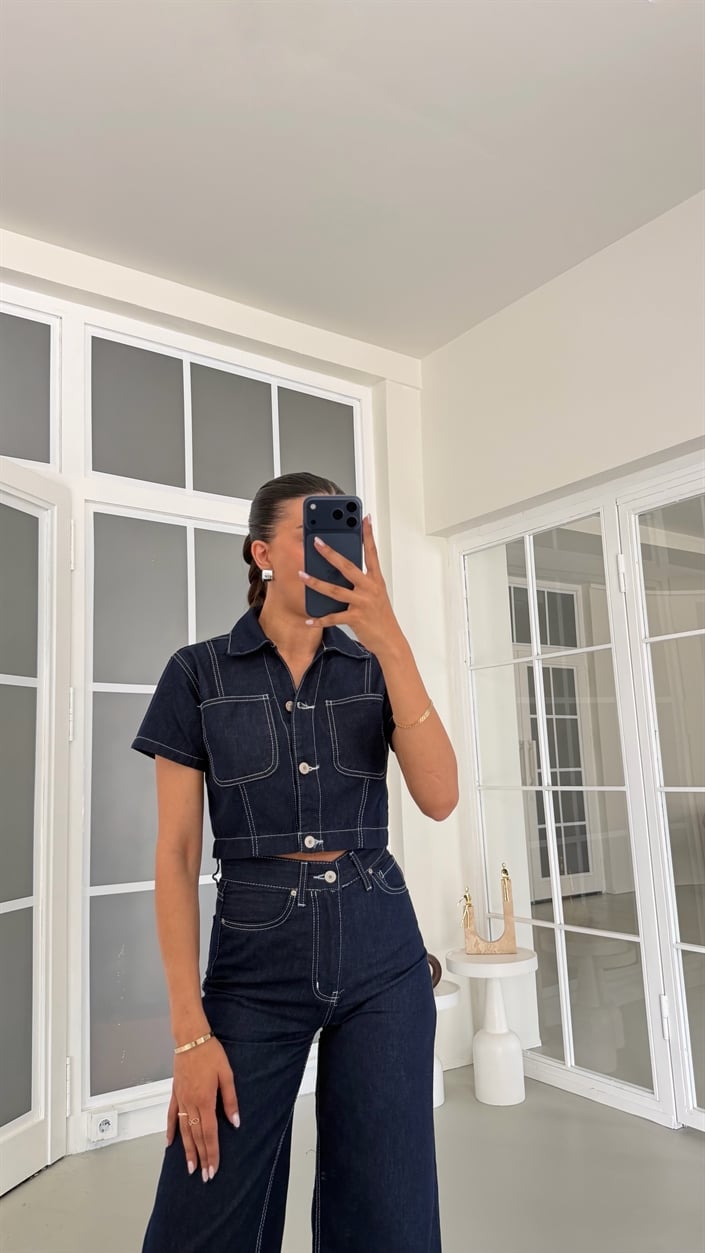 Lacivert Ceket Pantolon İkili Likralı Denim Takım GAUS-01826