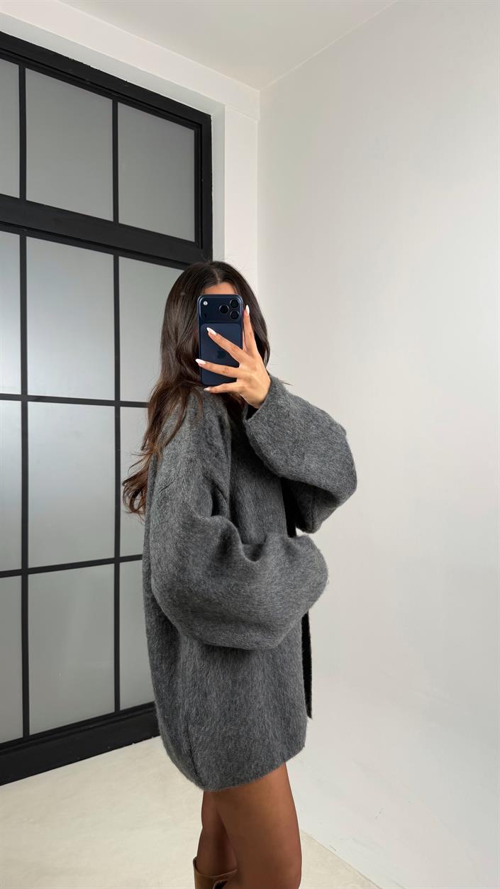 Antrasit Oversize Triko Hırka GAUS-00525