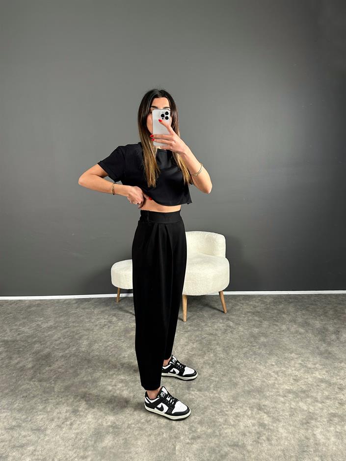 Wulf Siyah Modal Kumaş Şalvar Pantolon