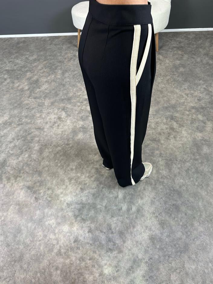 GK Siyah Şeritli Palazzo Pantolon 