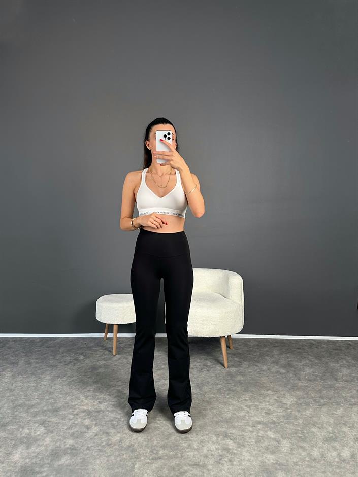 Siyah İspanyol Oysh Şardonlu Pantolon 