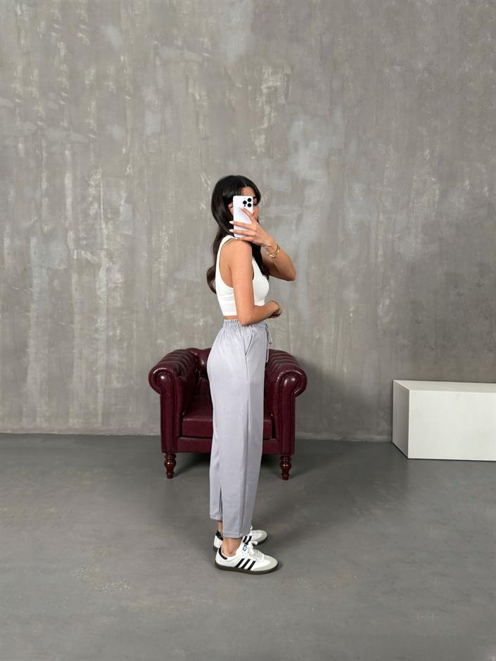 Sofya Açık Gri Oysh Muadil Modal Kumaş Balon Pantolon