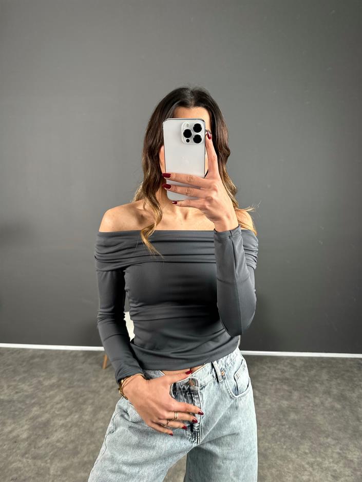 Mae Antrasit  Kayık Yaka Bluz