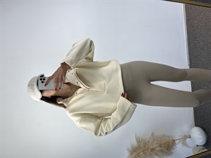 Ekru Dik Yaka Sweat 