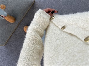 Ekru Teddy Gold Düğme Hırka