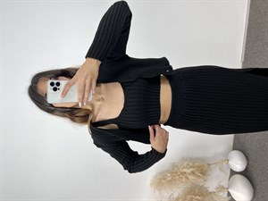 Ela Siyah Üçlü Triko Takım 