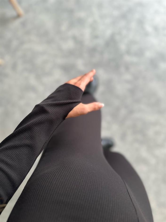 Evie Siyah Şardonlu Fitilli Tulum