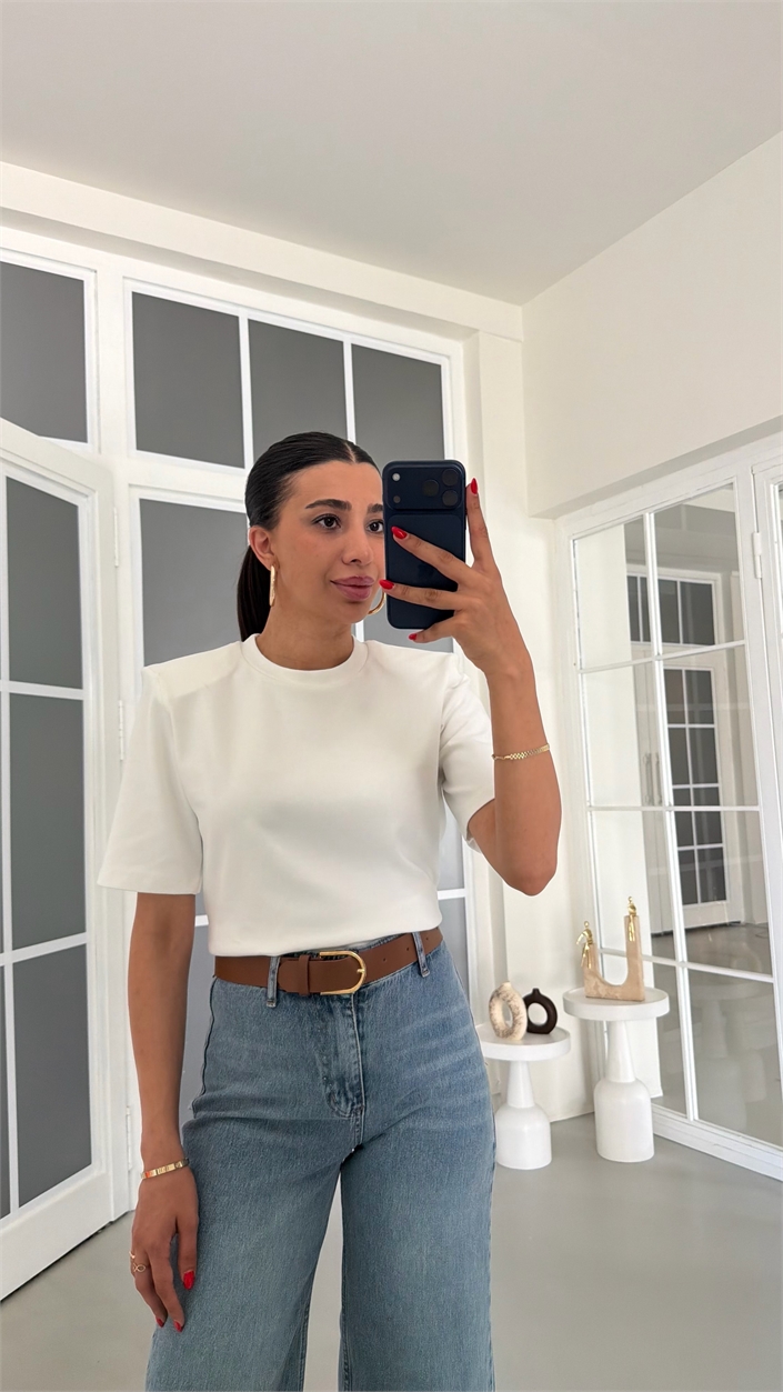 Ekru Vatkalı Tshirt GAUS-01884