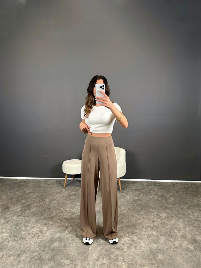 Cleo Kahve Bol Kesim Modal Kumaş Pantolon