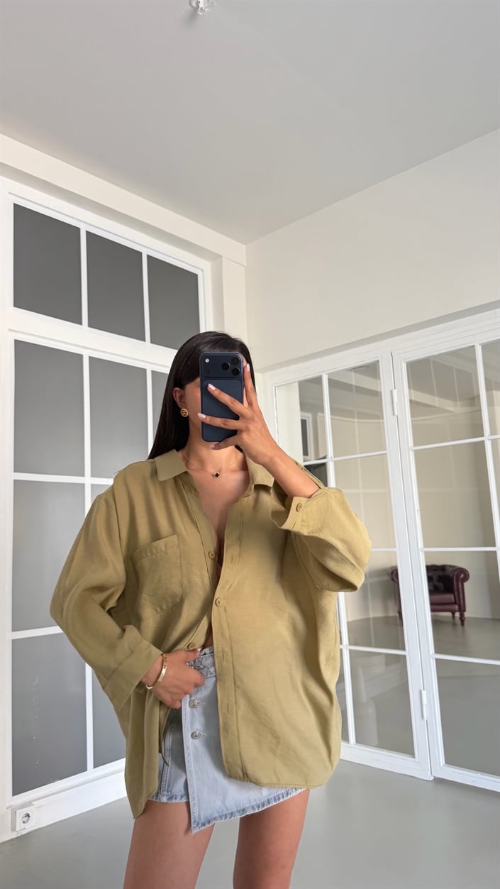 Haki Oversize Tencel Gömlek GAUS-01698