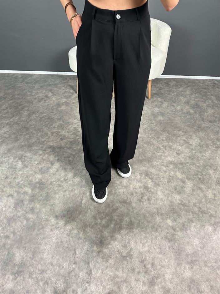 Siyah Ayrobin Palazzo Pantolon 