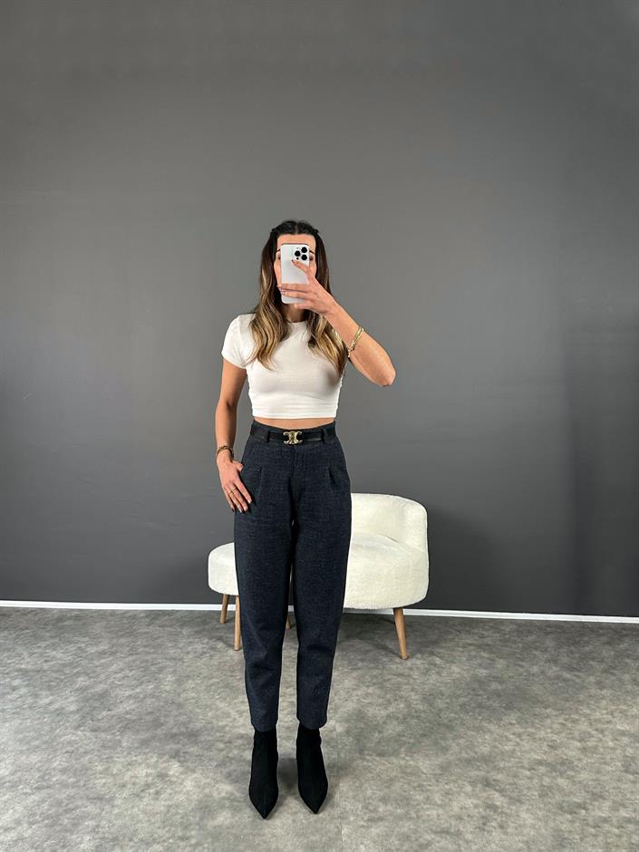 Gece Mavisi Yünefek Havuç Kesim Pantolon 