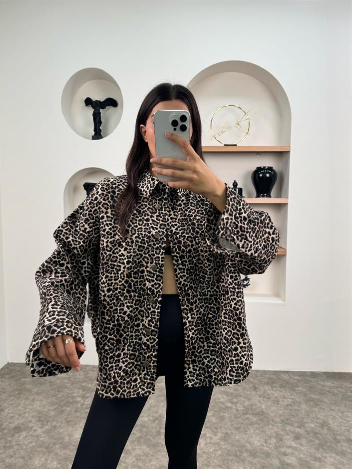 MR Leopar Detaylı Ceket Gömlek