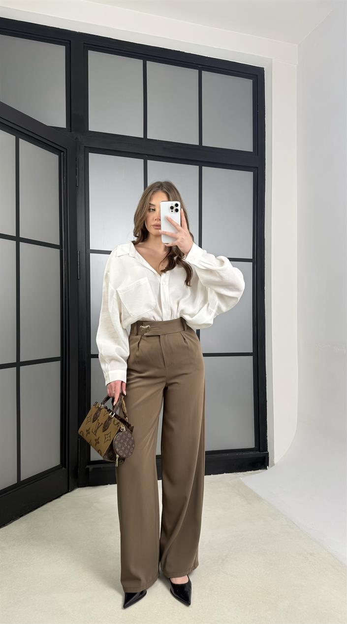 Haki Gold Toka Detaylı Pantolon GAUS-01168