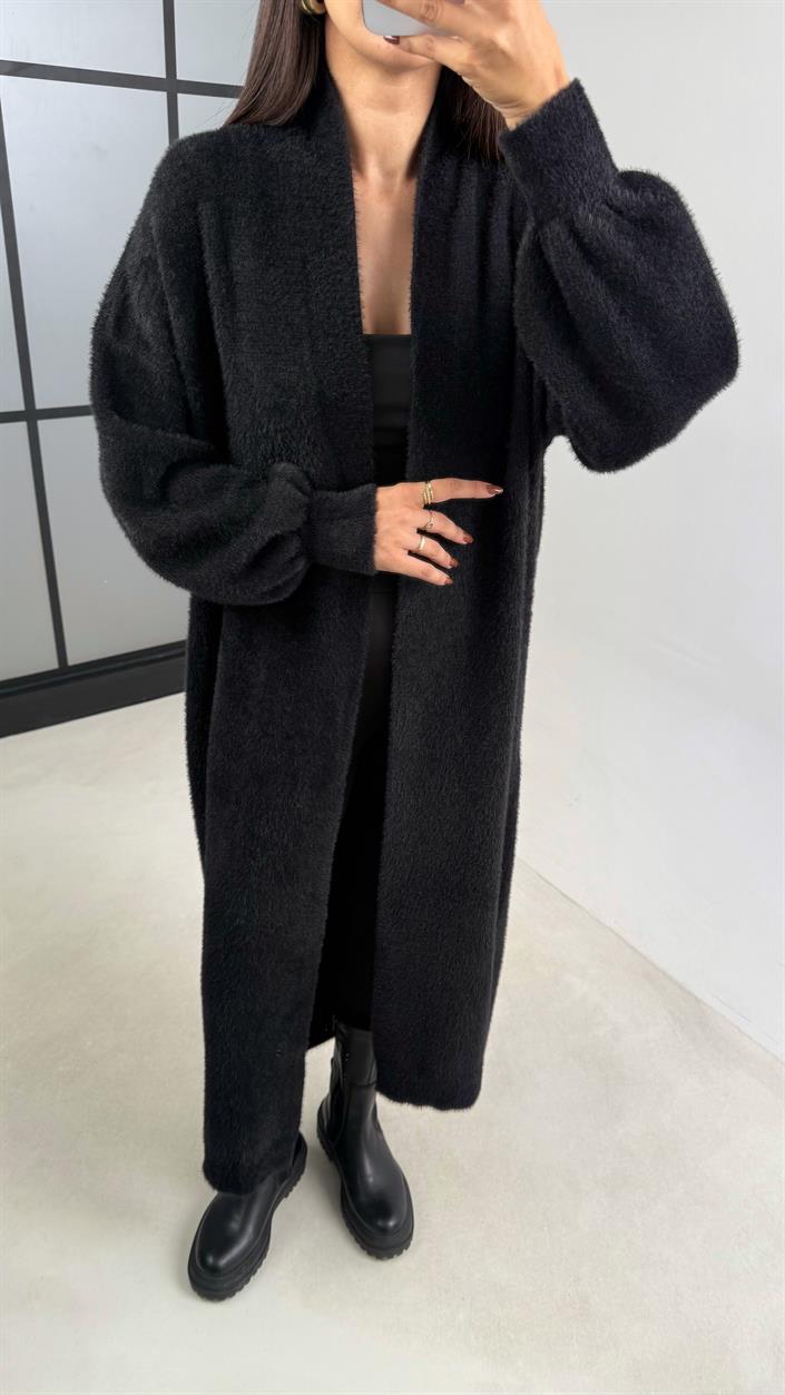 Siyah Uzun Oversize Triko Hırka GAUS-00157