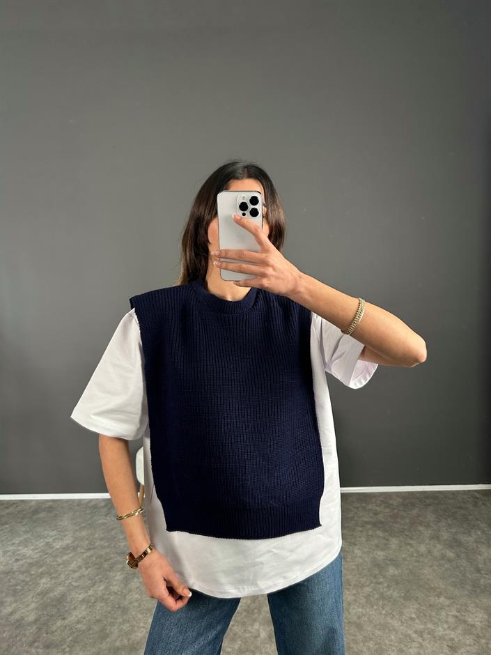 Zr Muadil Lacivert Süveterli Tshirt 