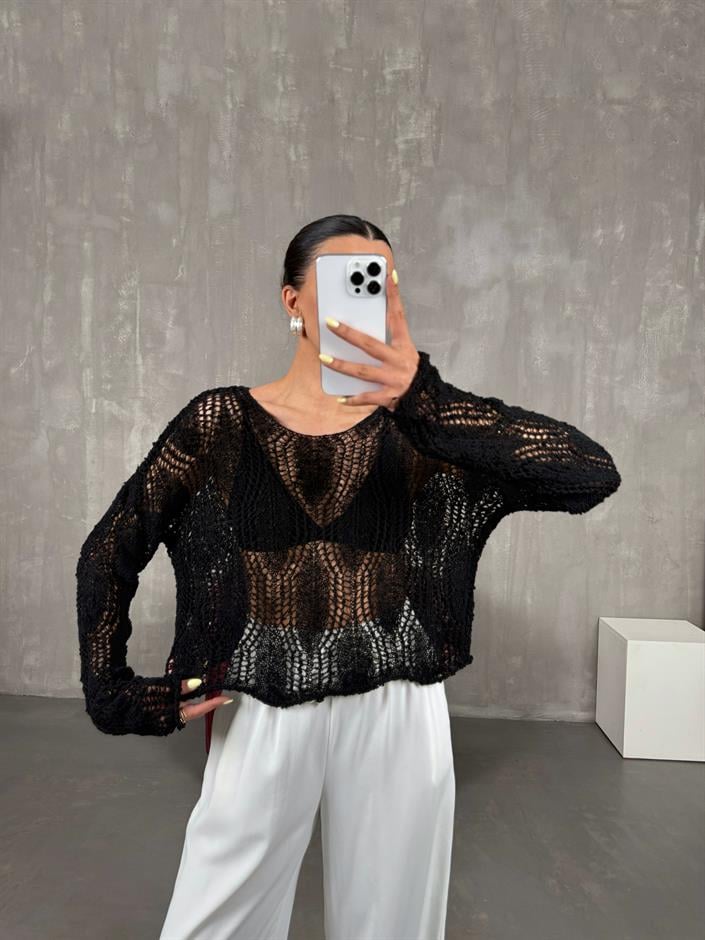 Siyah Ajurlu Triko Gaus00089