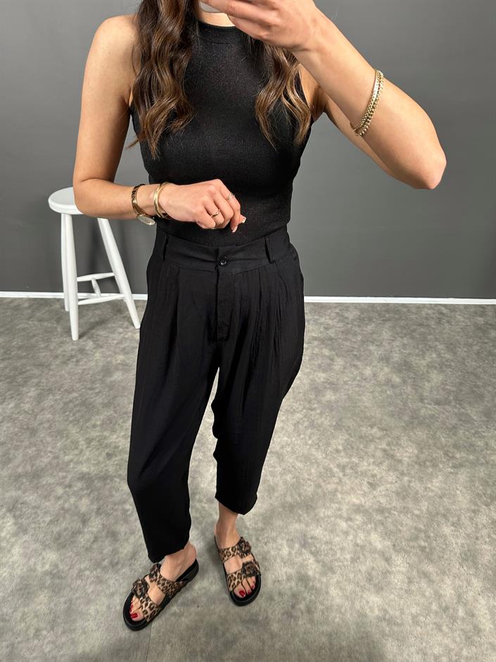 Wuud Siyah İthal Kumaş Şalvar Pantolon