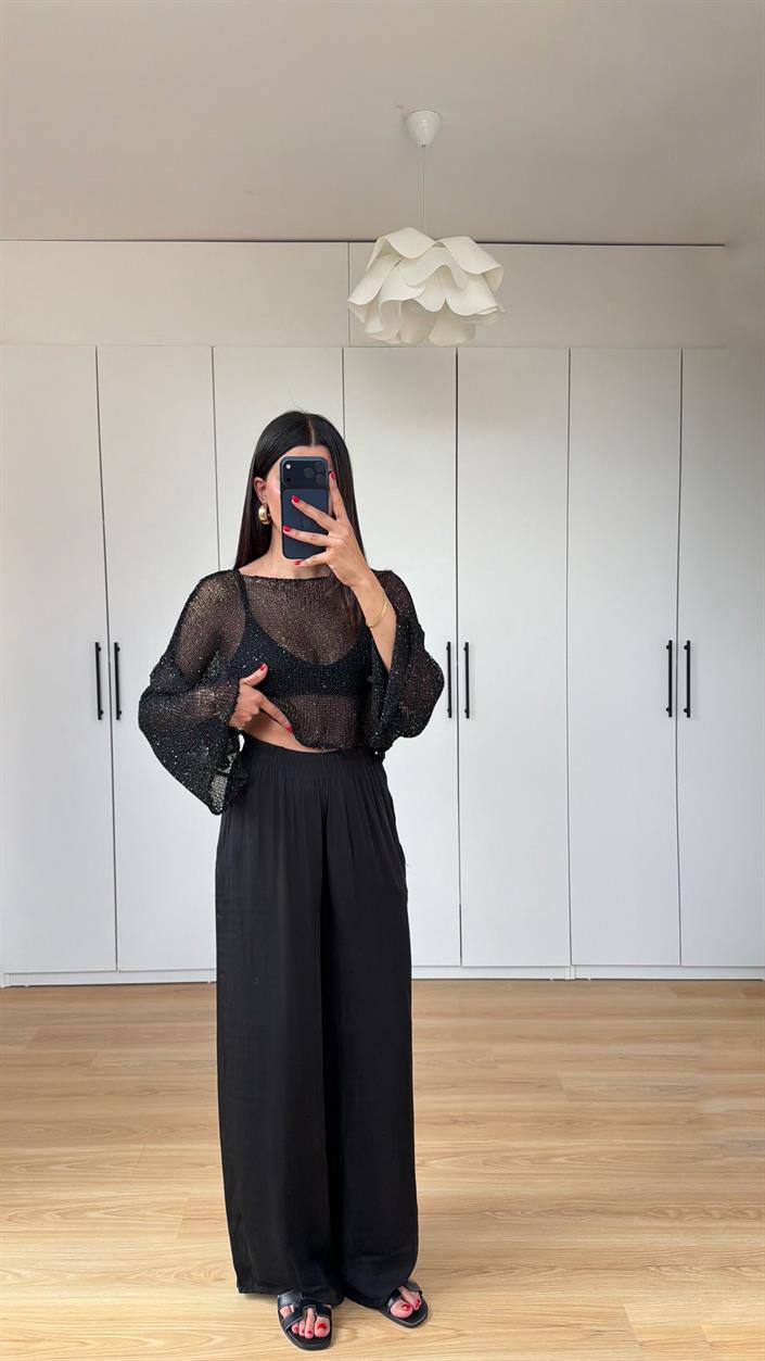 Siyah Beli Lastikli Yumuşak Dokulu Premium Pantolon GAUS-01575