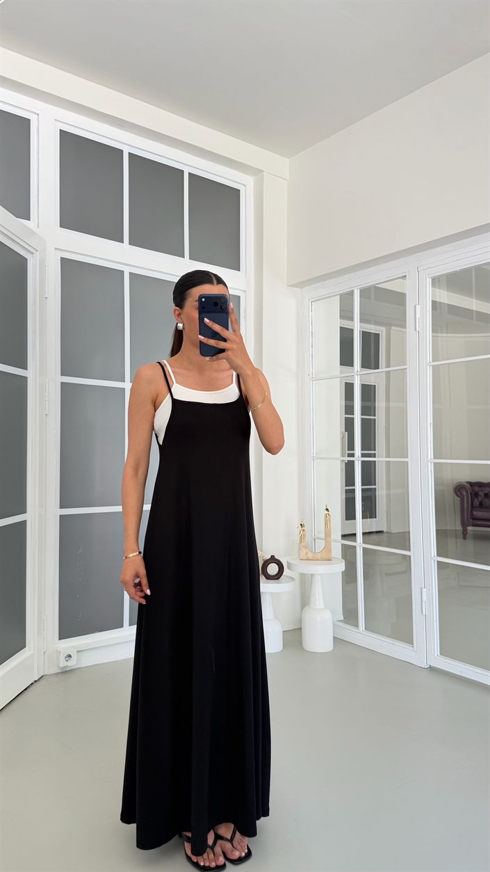 Siyah Atlet Detaylı Tasarım Elbise GAUS-01737